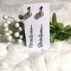 Crystals & Pearls Dangly Earrings